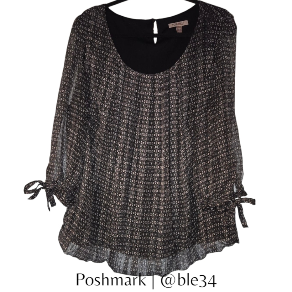 *SALE* Roz & Ali Black & White Long Sleeve Blouse